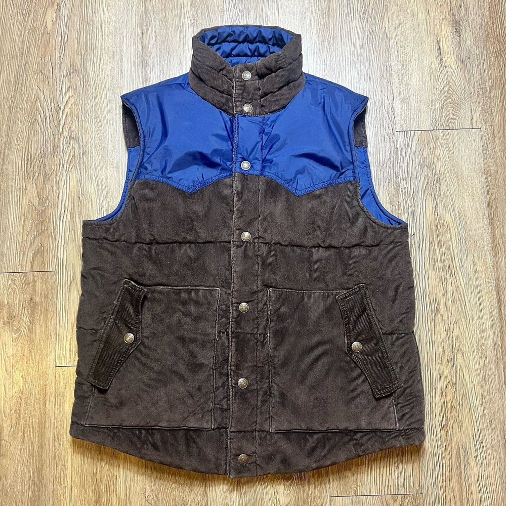 Levi's Vest Men's Large Puffer Corduroy Reversible Western Quilted Snap Pockets